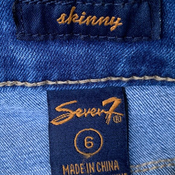 Seven7 Embroidered Skinny Mid Rise Jeans Sz6 - Picture 13 of 15